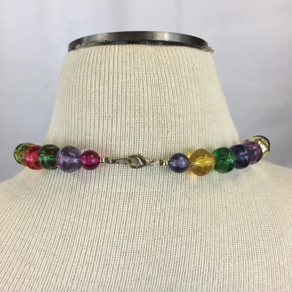 Vintage Rainbow & Gold Bead Necklace - Picture 6 of 6